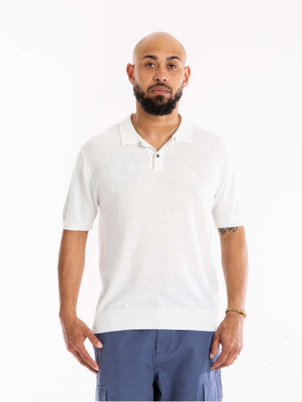 Stüssy Textured Polo in Bone